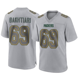 Game David Bakhtiari Men's Green Bay Packers Atmosphere Fashion Jersey - Gray