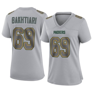 Game David Bakhtiari Women's Green Bay Packers Atmosphere Fashion Jersey - Gray