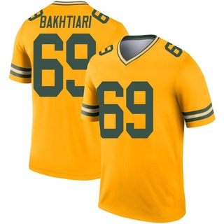 Legend David Bakhtiari Men's Green Bay Packers Inverted Jersey - Gold