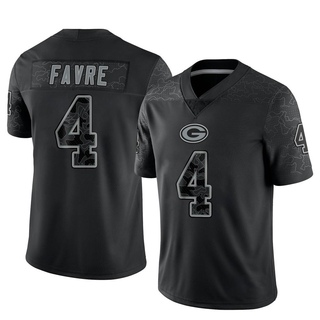 Limited Brett Favre Men's Green Bay Packers Reflective Jersey - Black