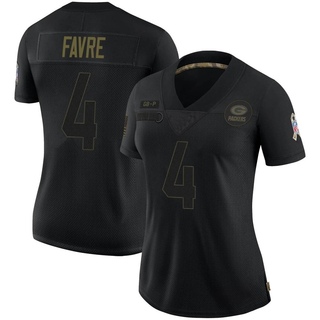 Limited Brett Favre Women's Green Bay Packers 2020 Salute To Service Jersey - Black