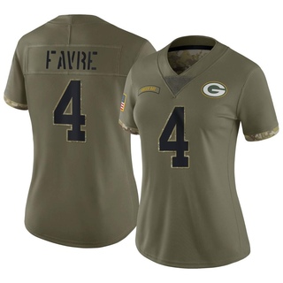 Limited Brett Favre Women's Green Bay Packers 2022 Salute To Service Jersey - Olive