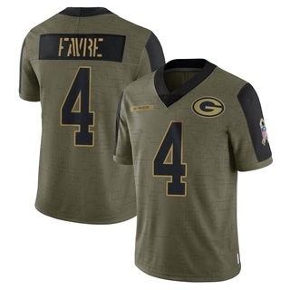 Limited Brett Favre Youth Green Bay Packers 2021 Salute To Service Jersey - Olive