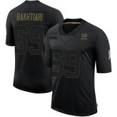 Limited David Bakhtiari Men's Green Bay Packers 2020 Salute To Service Jersey - Black