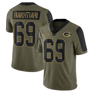 Limited David Bakhtiari Men's Green Bay Packers 2021 Salute To Service Jersey - Olive