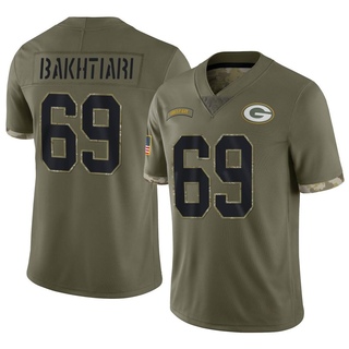 Limited David Bakhtiari Men's Green Bay Packers 2022 Salute To Service Jersey - Olive