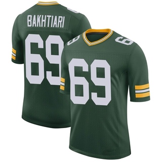 Limited David Bakhtiari Men's Green Bay Packers Classic Jersey - Green