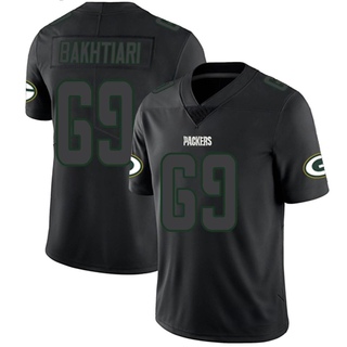 Limited David Bakhtiari Men's Green Bay Packers Jersey - Black Impact