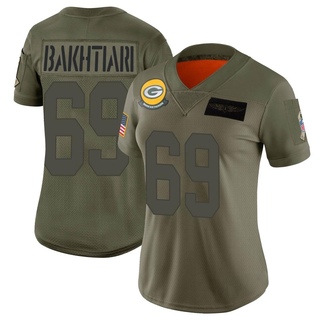 Limited David Bakhtiari Women's Green Bay Packers 2019 Salute to Service Jersey - Camo