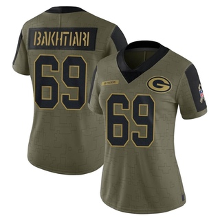 Limited David Bakhtiari Women's Green Bay Packers 2021 Salute To Service Jersey - Olive