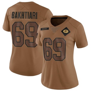 Limited David Bakhtiari Women's Green Bay Packers 2023 Salute To Service Jersey - Brown