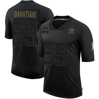 Limited David Bakhtiari Youth Green Bay Packers 2020 Salute To Service Jersey - Black